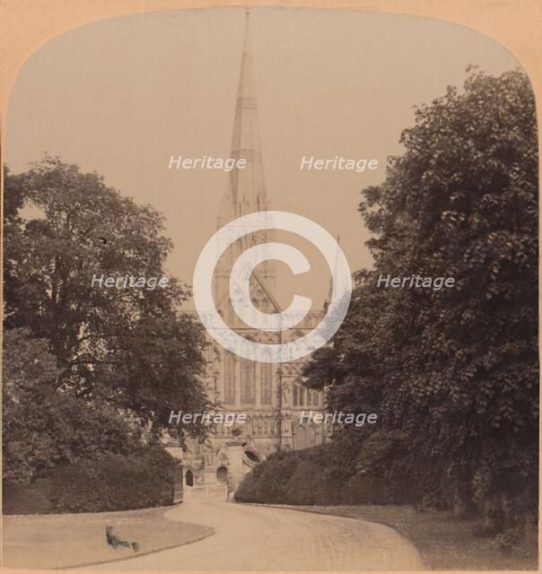 'Salisbury Cathedral (northwest front) England, first great Church of the early English Style', 1900 Creator: Underwood & Underwood.