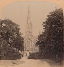 Salisbury Cathedral (northwest front) England, first great Church of the early English Style 1900 Creator: Underwood & Underwood