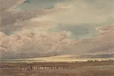 Salisbury Plain with Old Sarum in the Distance, Wiltshire, 1810-62. Creator: William Turner