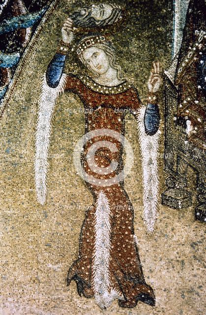 Salome with the head of John the Baptist, Saint Mark's Basilica, Venice, Italy, 13th century. Creator: LTL.