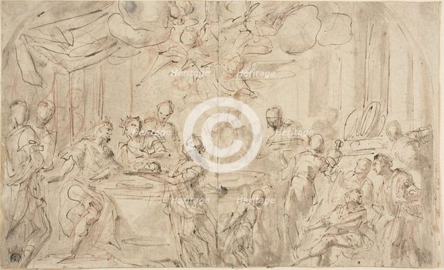 Salome with the Head of Saint John the Baptist Before Herod, 1695/1741. Creator: Giovanni Antonio Pellegrini.