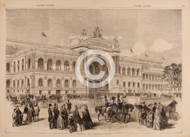Salon de 1865 - Façade du Palais de l'Industrie aux Champs-Elysées Creator: Anon.