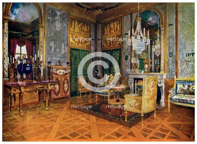 Salon de Musique of Marie Antoinette, Chambre a Coucher, Palais de Fontainebleau, France, 1911-1912.Artist: Edwin Foley