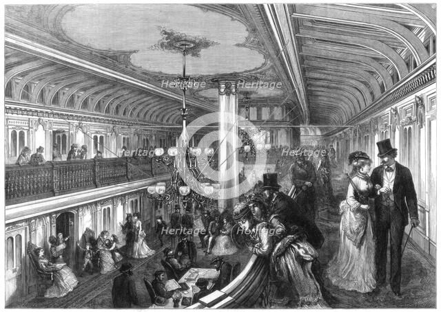 Saloon of a steamboat, 1875. Artist: Henry Linton