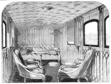 Saloon of Her Majesty's carriage on the London and North-Western Railway, 1861. Creator: Unknown