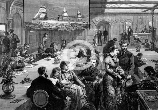 Saloon of the steam-ship Quetta, 1881. Creator: W. I. Mosses.