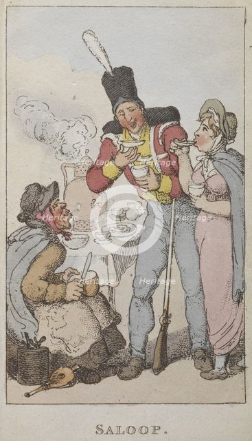 'Saloop', a popular beverage of the 18th century, 1820. Creator: Thomas Rowlandson.