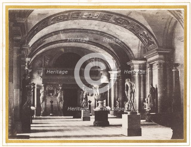 Salle des Cariatides, au Musée du Louvre, c. 1851. Creator: Charles Marville.