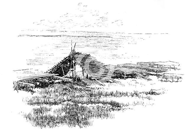 Salmon-drying platforms on the Yucon River, Alaska, 1890. Creator: Unknown.