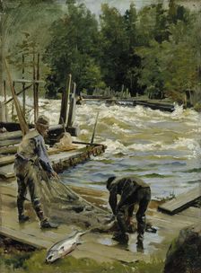 Salmon Fishing, 1892. Creator: Gunnar Berndtson