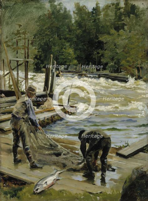Salmon Fishing, 1892. Creator: Gunnar Berndtson.
