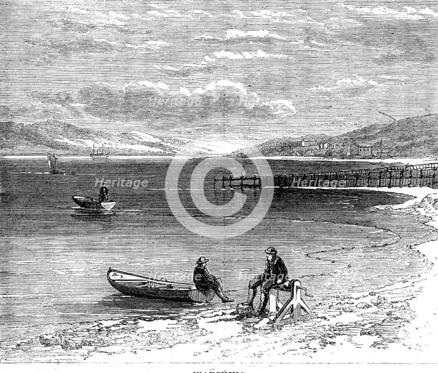 Salmon-fishing on the River Tay: watching, 1862. Creator: Unknown.