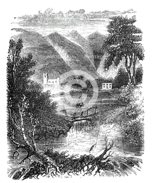 Salmon fishing, Strand's Bridge, Vale of Rutland, 1842. Creator: Unknown.