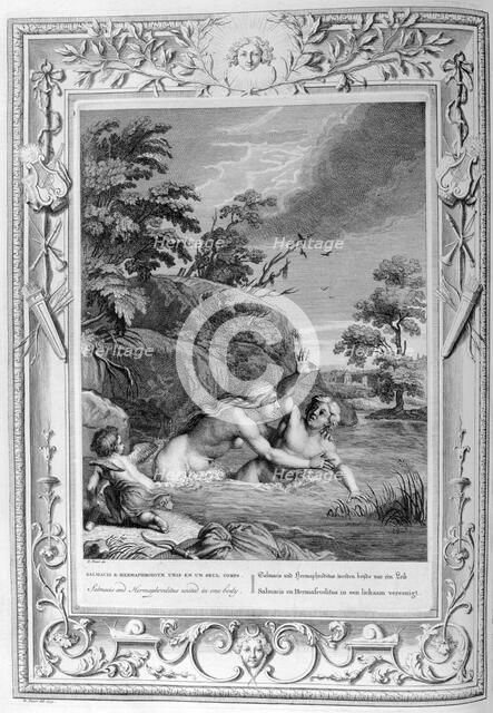 Salmacis and Hemaphroditus united in one body, 1733. Artist: Bernard Picart