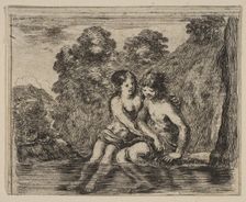 Salmacis and Hermaphrodite, from Game of Mythology (Jeu de la Mythologie), 1644. Creator: Stefano della Bella