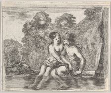 Salmacis and Hermaphrodite, from Game of Mythology (Jeu de la Mythologie), 1644. Creator: Stefano della Bella