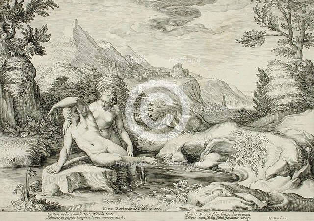Salmacis and Hermaphrodite Transformed into a Single Person, published 1615. Creator: Hendrik Goltzius.