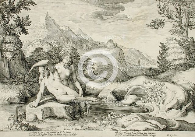 Salmacis and Hermaphrodite Transformed into a Single Person, published 1615. Creator: Hendrik Goltzius.