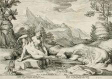 Salmacis and Hermaphrodite Transformed into a Single Person, published 1615. Creator: Hendrik Goltzius