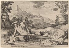 Salmacis and Hermaphroditus, 1589. Creator: Goltzius, Workshop of Hendrick, after Hendrick Gol