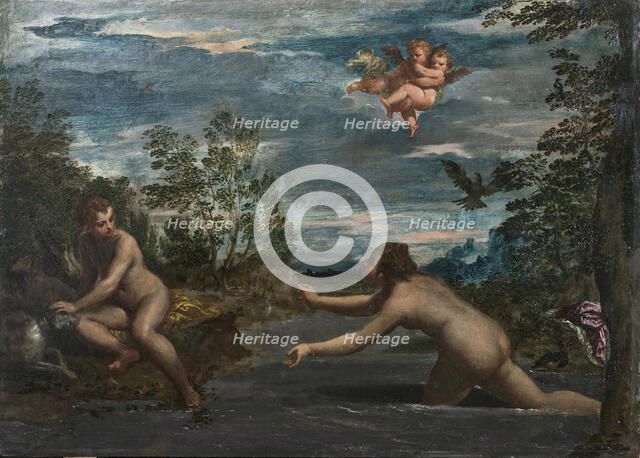 Salmacis and Hermaphroditus, c 1615. Creator: Scarsellino (Scarsella); Ippolito (1551-1620).