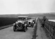 Salmson, Amilcar and Riley 9, Ilkley & District MC Trial, Fewston Reservoir, Yorkshire, 1930s. Artist: Bill Brunell