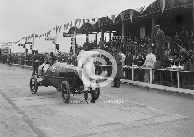 Salmson of M Devaux at the JCC 200 Mile Race, Brooklands, Surrey, 1921. Artist: Bill Brunell.