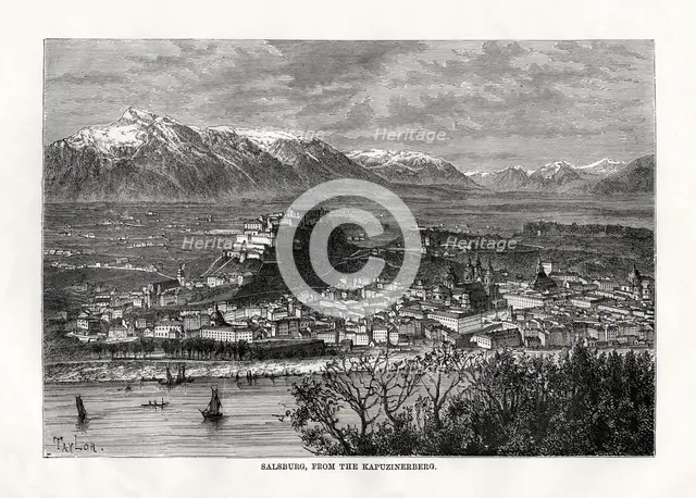 'Salsburg, from the Kapuzinerberg', Austria, 19th century. Artist: Taylor