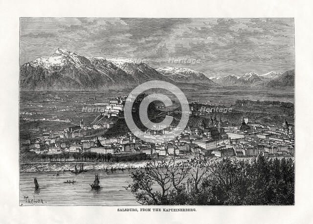 'Salsburg, from the Kapuzinerberg', Austria, 19th century. Artist: Taylor