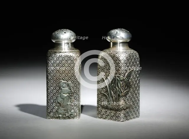 Salt and Pepper Shakers, c.1875-1885. Creator: Gorham Manufacturing Company (American, founded 1831).