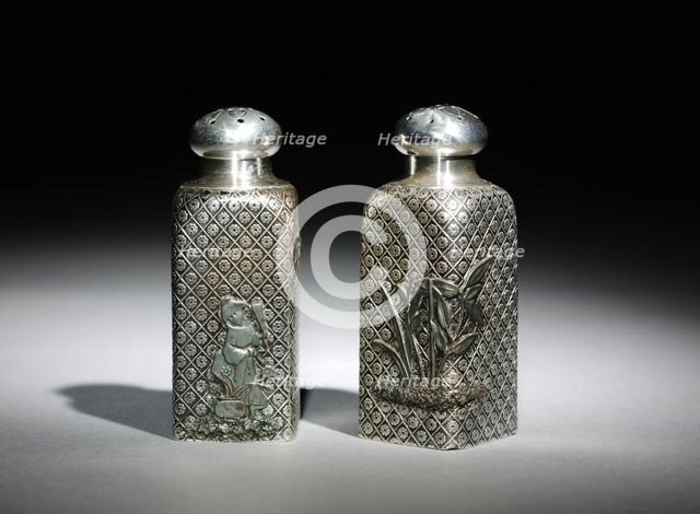 Salt and Pepper Shakers, c.1875-1885. Creator: Gorham Manufacturing Company (American, founded 1831).