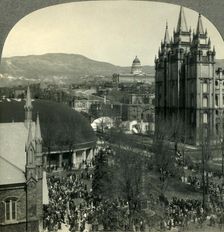Salt Lake City, Utah - Looking North over Temple Square to the Capitol c1930s. Creator: Unknown