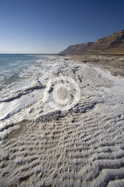Salt on the shore of the Dead Sea, Israel. Artist: Samuel Magal