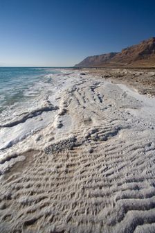 Salt on the shore of the Dead Sea, Israel. Creator: Samuel Magal