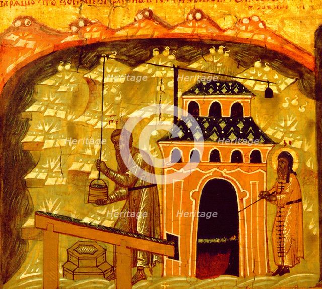 Salt production in the Solovetsky Transfiguration Monastery on the Solovetsky Islands, 17th century. Artist: Ancient Russian Art  