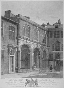 Salters Hall and part of the Salters Hall Chapel for Protestant Dissenters, City of London, 1822. Artist: Thomas Dale