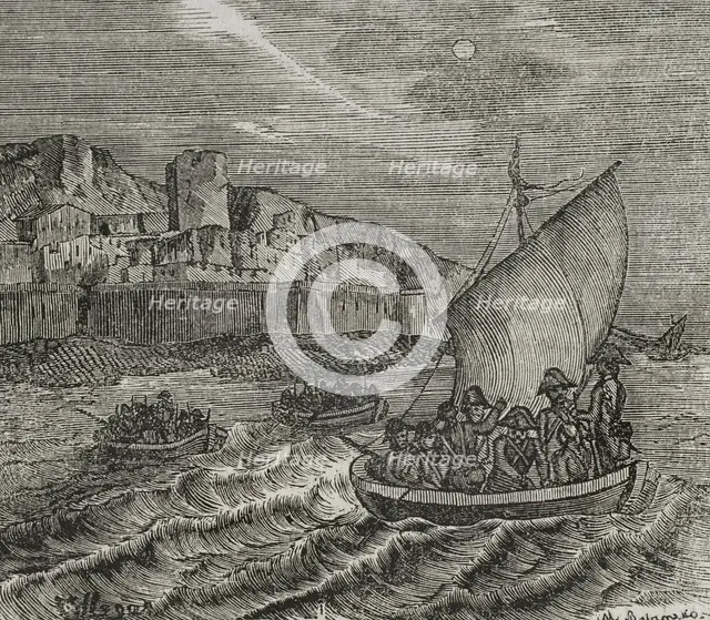 Salvation of French emigrants in Collioure, 1851.  Creator: Unknown.