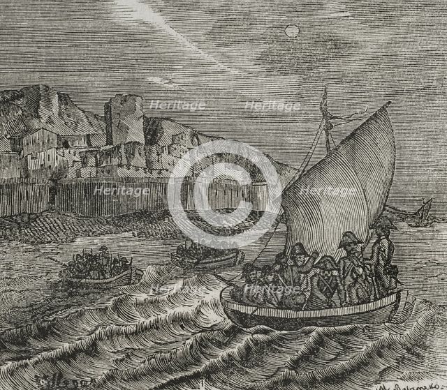 Salvation of French emigrants in Collioure, 1851.  Creator: Unknown.