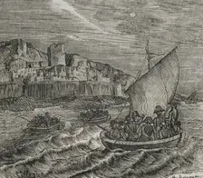 Salvation of French emigrants in Collioure, 1851. Creator: Unknown
