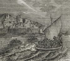 Salvation of French emigrants in Collioure, 1851. Creator: Unknown