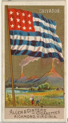 Salvador, from Flags of All Nations, Series 2 (N10) for Allen & Ginter Cigarettes Brands, ..., 1890. Creator: Allen & Ginter