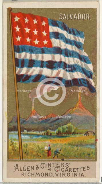 Salvador, from Flags of All Nations, Series 2 (N10) for Allen & Ginter Cigarettes Brands, ..., 1890. Creator: Allen & Ginter.