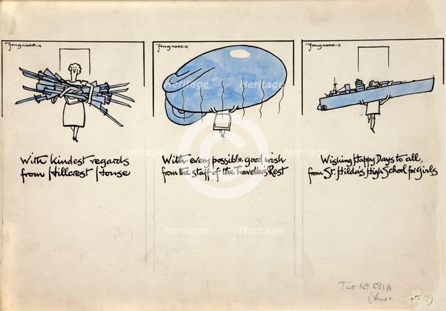 Salvage World War II poster - ... women carrying rifles, a balloon and a warship, c1939 and 1946. Creators: Central Office of Information, Cyril Kenneth Bird.
