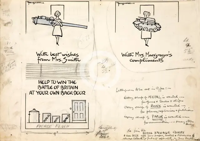Salvage Appeal to join Home Salvage Corps World War II poster, between 1939 and 1946.  Creators: Central Office of Information, Cyril Kenneth Bird.