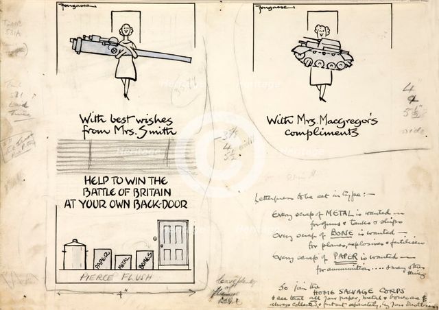 Salvage Appeal to join Home Salvage Corps World War II poster, between 1939 and 1946.  Creators: Central Office of Information, Cyril Kenneth Bird.