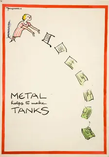 Salvage: Metal helps to make tanks World War II poster, between 1939 and 1946. Creators: Central Office of Information, Cyril Kenneth Bird