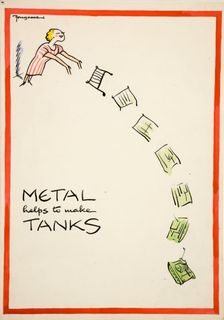 Salvage: Metal helps to make tanks World War II poster, between 1939 and 1946. Creators: Central Office of Information, Cyril Kenneth Bird