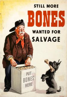 Salvage: Still more bones needed for salvage .., World War II poster, c1939 and 1946. Creators: Central Office of Information, John Gilroy