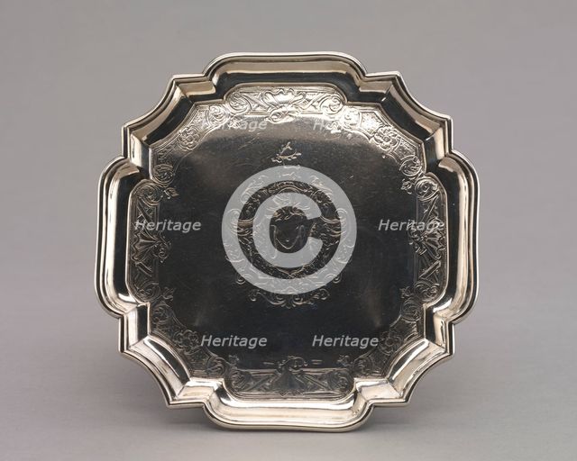 Salver, 1740-1750. Creator: Jacob Hurd (American, 1702-1758).