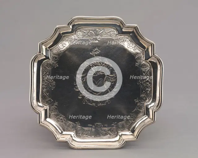 Salver, 1740-1750. Creator: Jacob Hurd (American, 1702-1758).